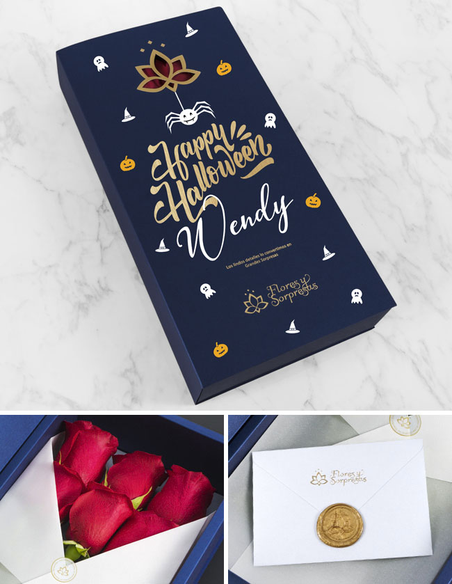 Caja Azul de 6 Rosas