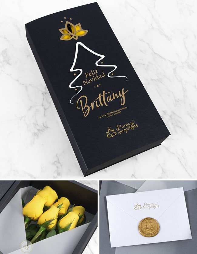 Caja Negra Personalizado 6 Rosas