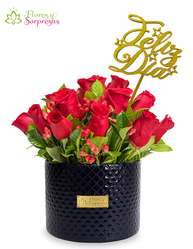 Box de 16 Rosas con Toppers