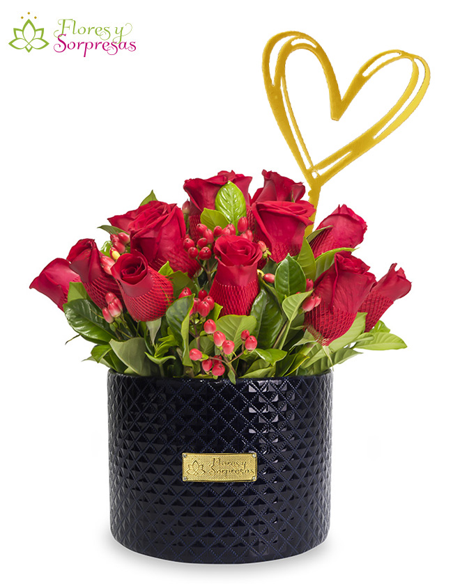 Box de 16 Rosas con Toppers BP1288