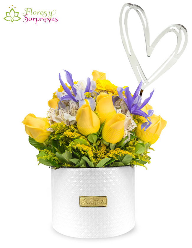 Box de 14 Rosas con Toppers BP1290