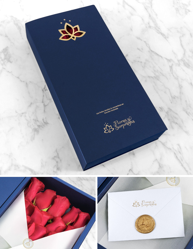 Caja Azul de 16 Rosas Rojas