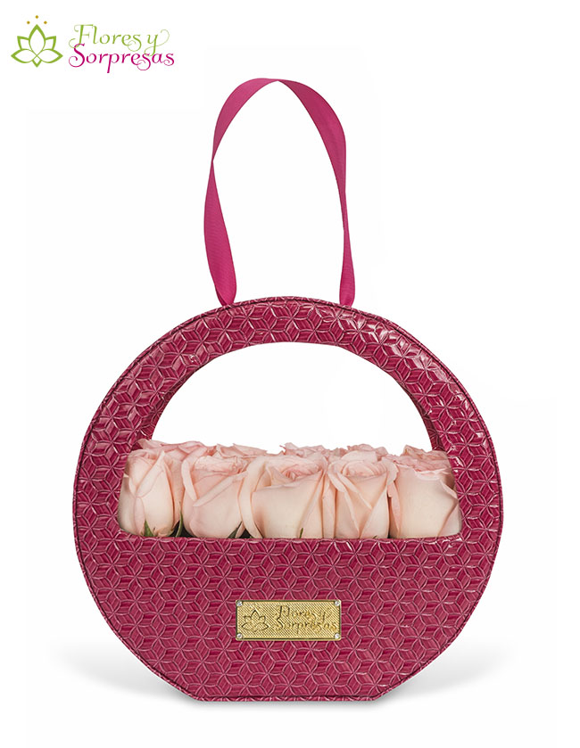 Cartera Fucsia de 10 Rosas