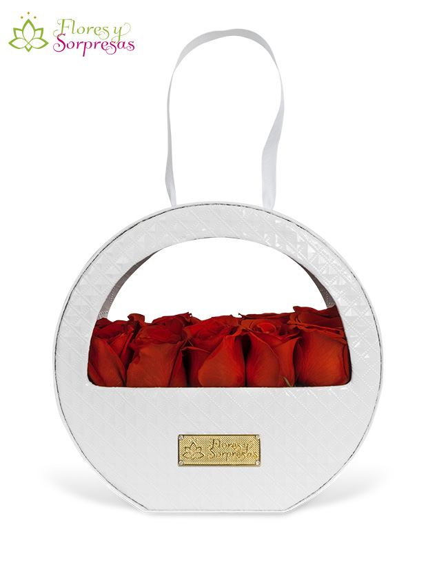 Cartera Blanca de 10 Rosas