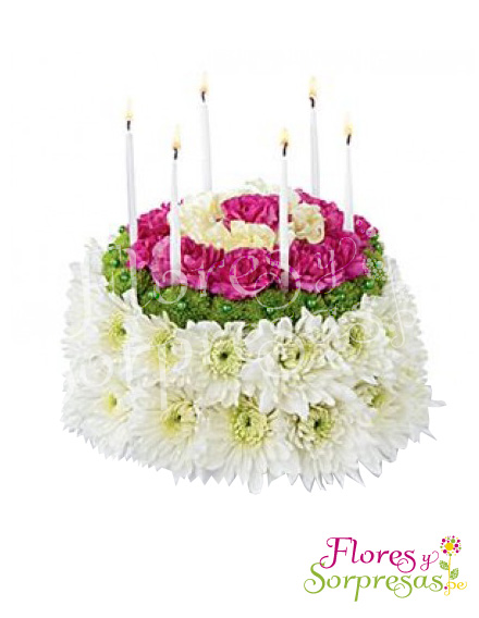 Flores de cumpleaños 02 (torta)