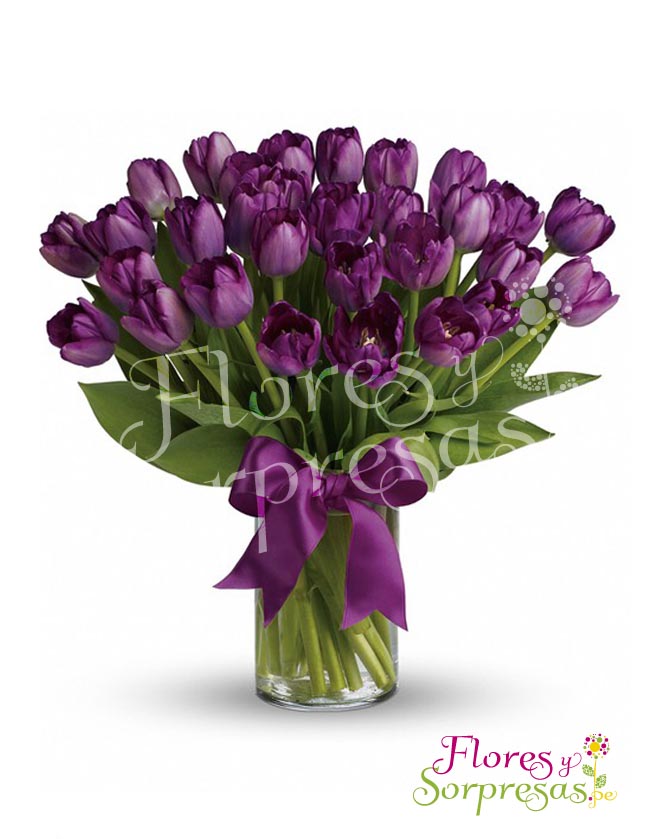 Florero de 30 Tulipanes