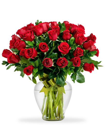 Florero de 50 rosas rojas