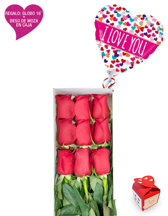 Caja de 9 rosas