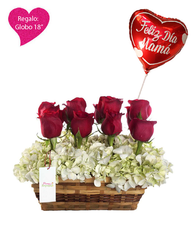 Canasta con 8 rosas CN541
