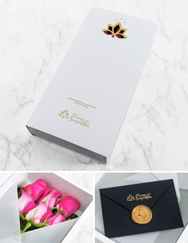 Caja de 6 Rosas Bicolor Fucsia