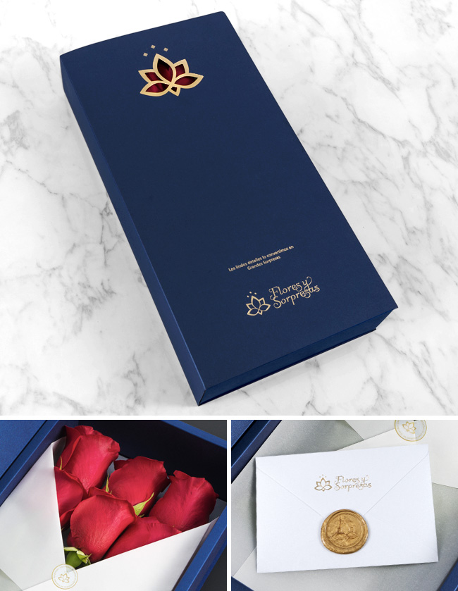 Caja Azul de 6 Rosas Rojas