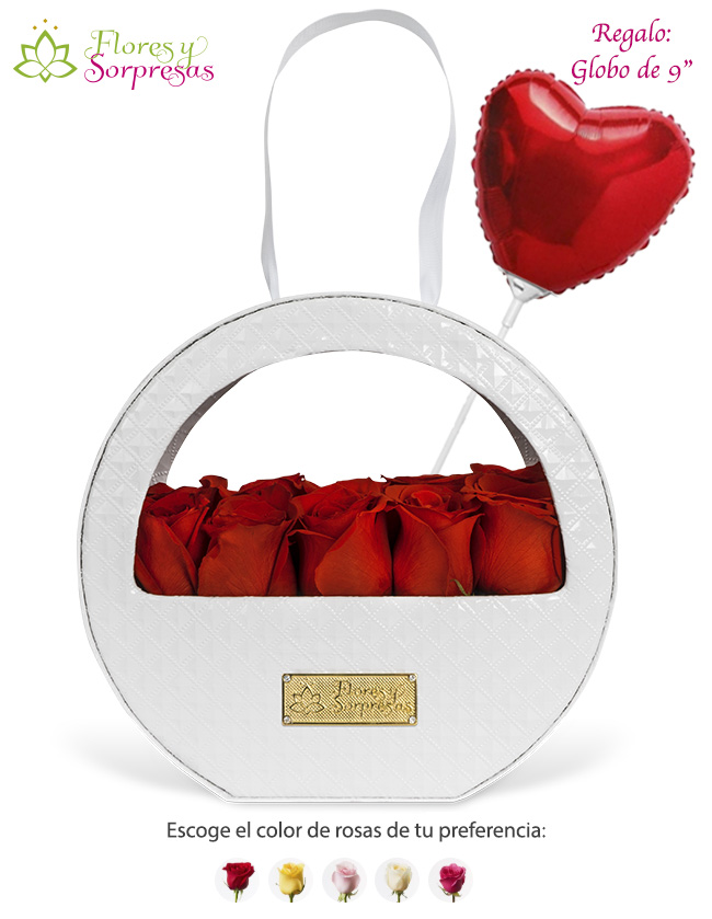 Cartera Blanca de 10 Rosas SV884