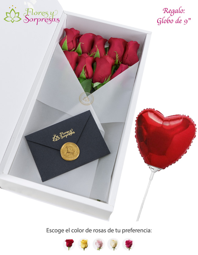 Caja Blanca de 9 Rosas SV916