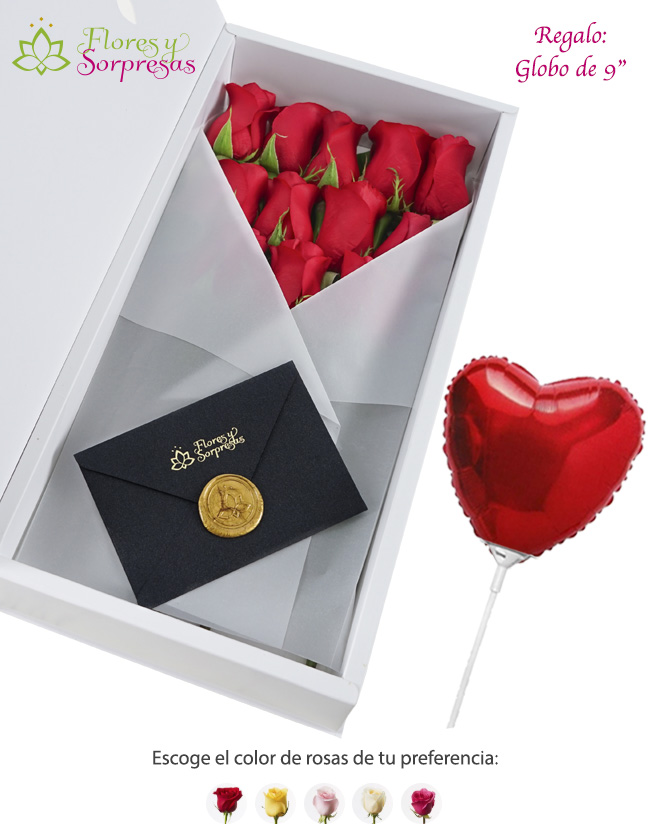 Caja Blanca de 12 Rosas