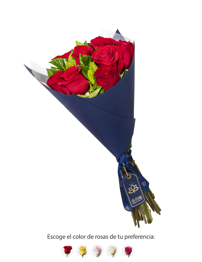 Ramos Azul de 12 Rosas Rojas