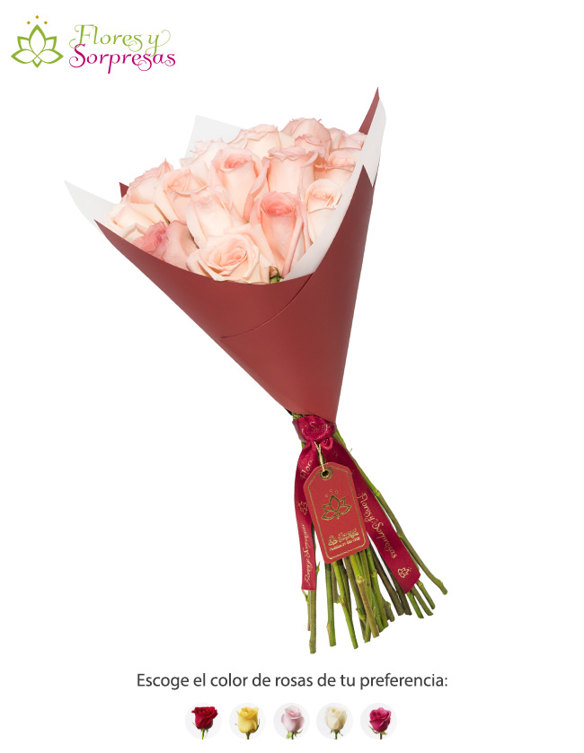 Ramo de rosas rosadas de 24 Ud