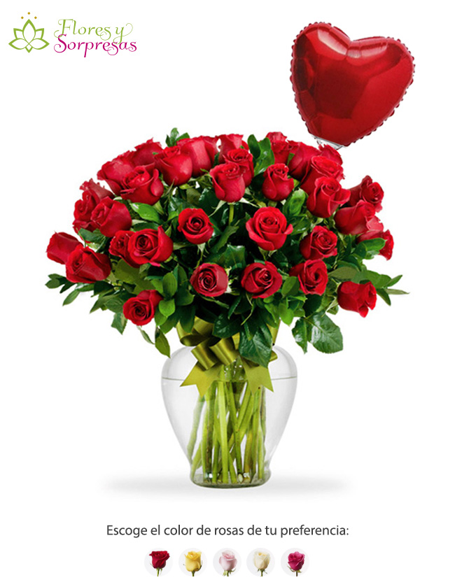 Florero de 50 rosas