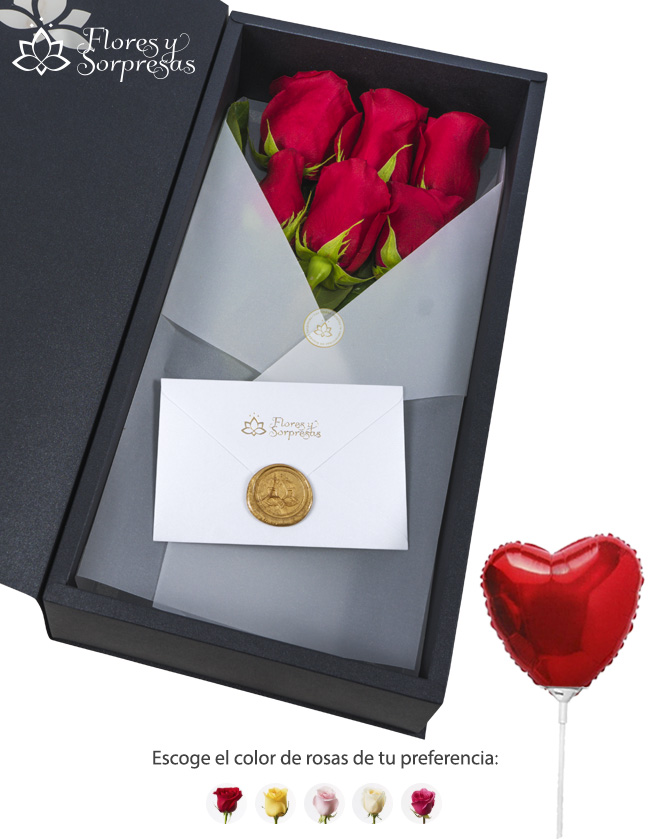 Caja Negra de 6 Rosas 