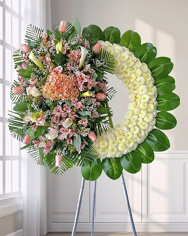 Flores fúnebres blancas para ceremonia